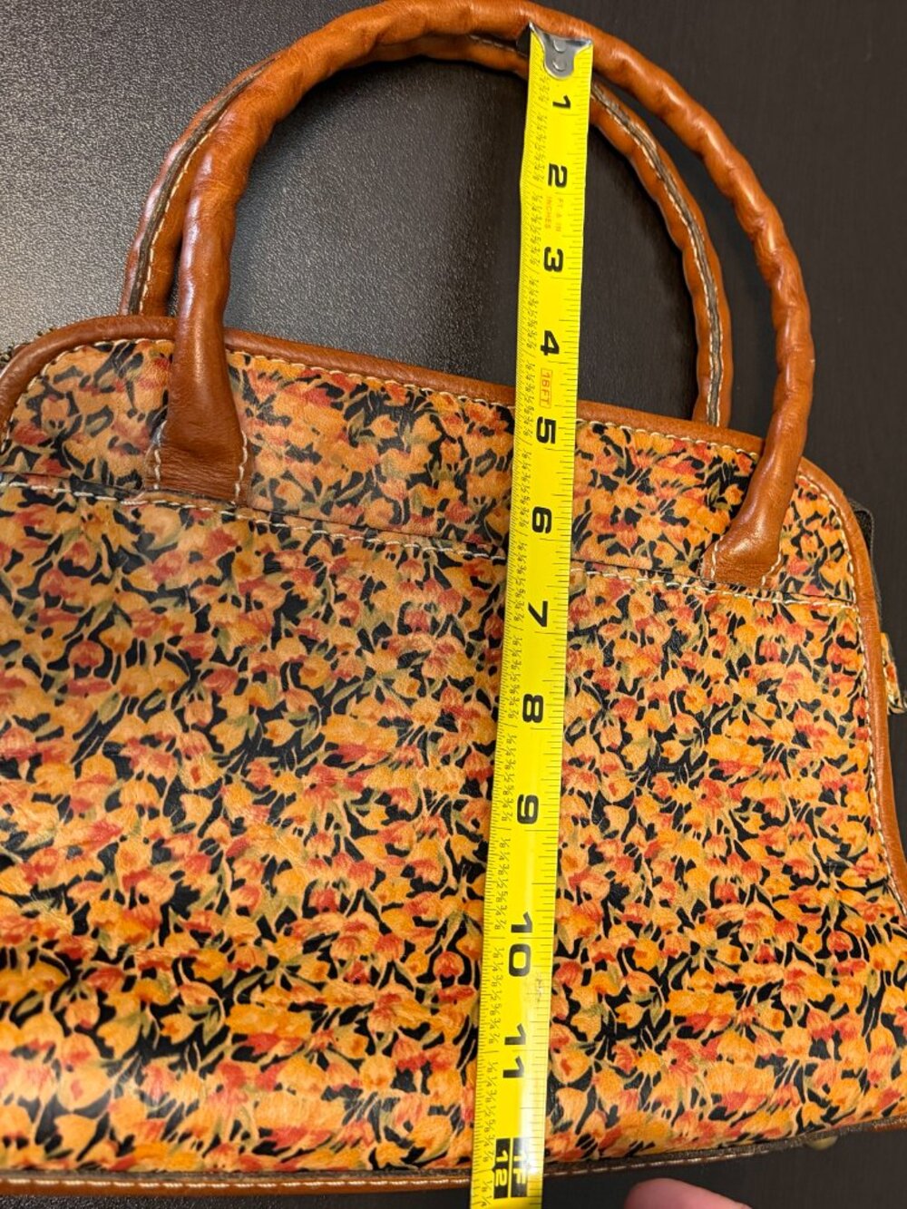 Patricia Nash Mini Blooms Dauphine Leather Satchel Bag Floral Organizer Top Han - Picture 11 of 11